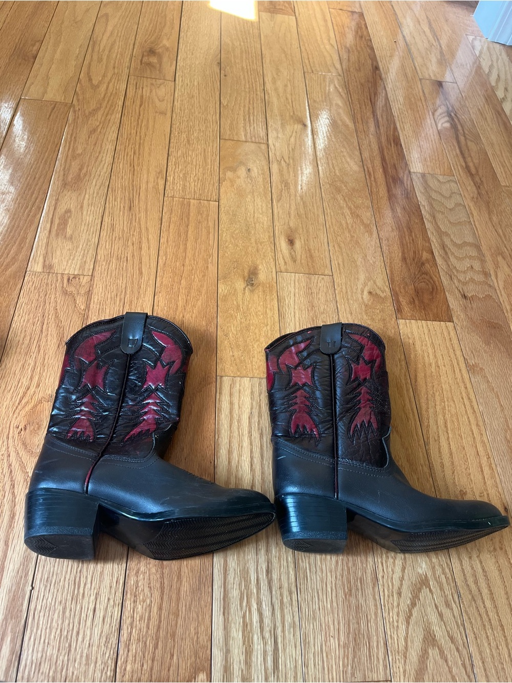 Sheplers boys Leather Western Ankle Boots with Red Stitching